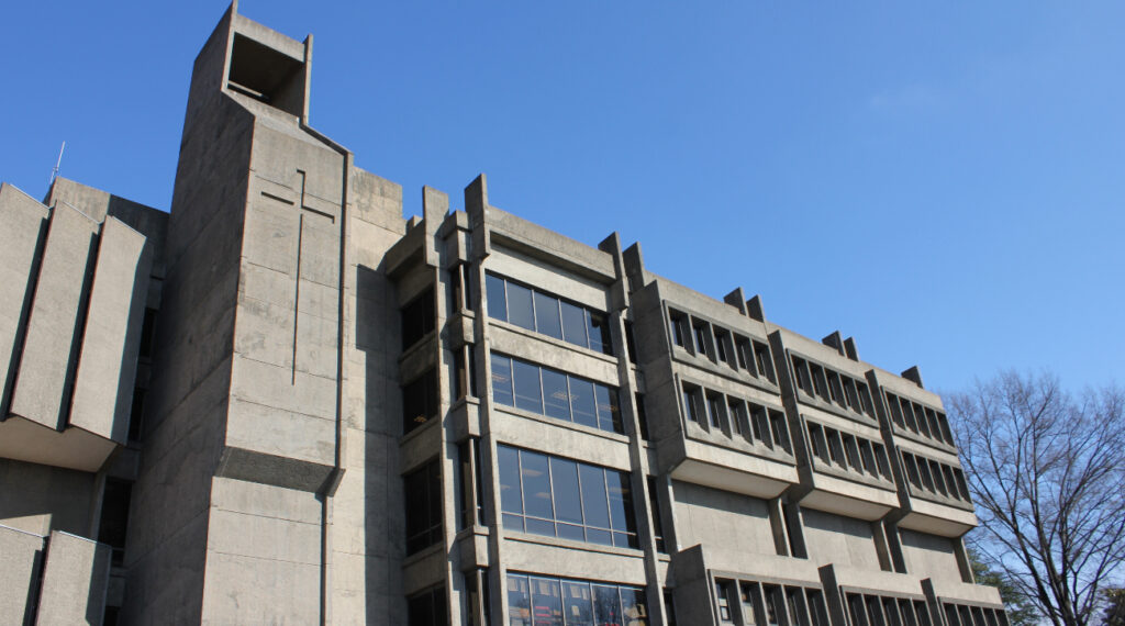 Brutalist library at Georgetown University.