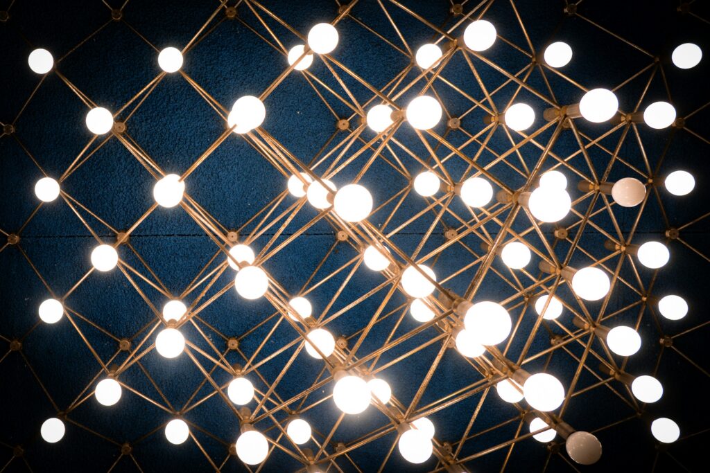 Abstract geometric pattern of illuminated lights.